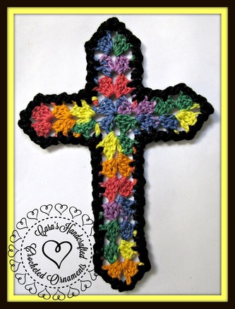 Stained Glass Cross Ornament from Cara's Handcrafted Crocheted Ornaments